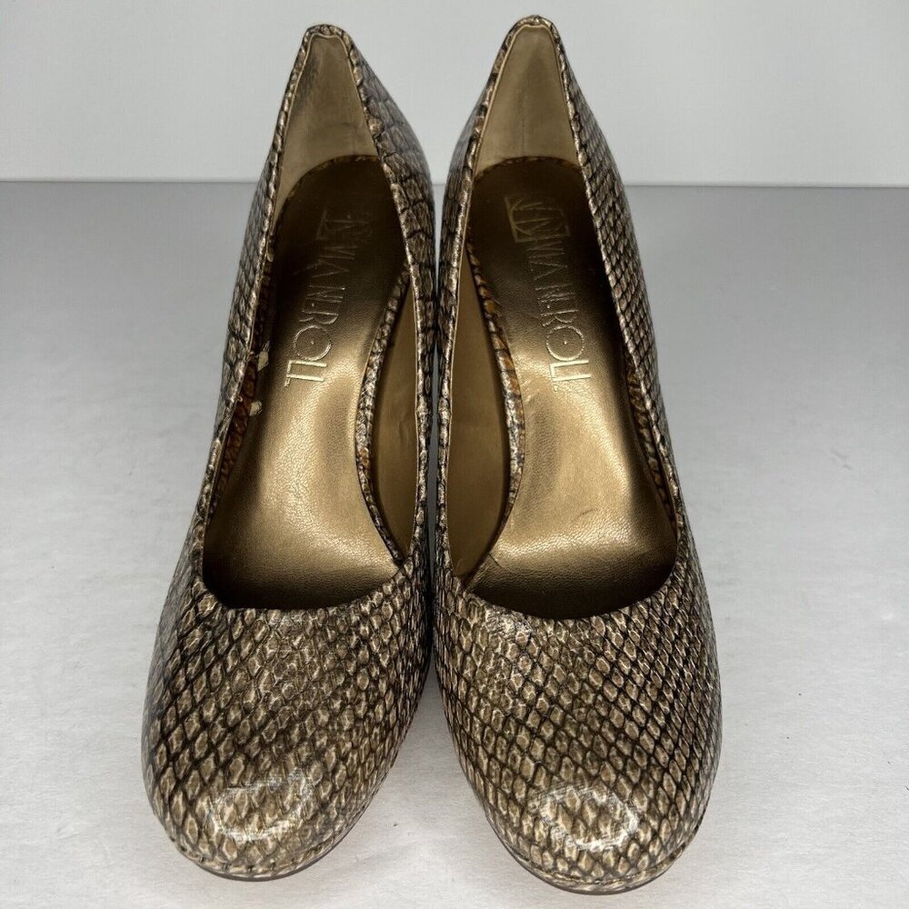 Via Neroli Pearlized Snake Skin Design Gold Gray Womens Size 7.5 Platform Pumps - Picture 3 of 8